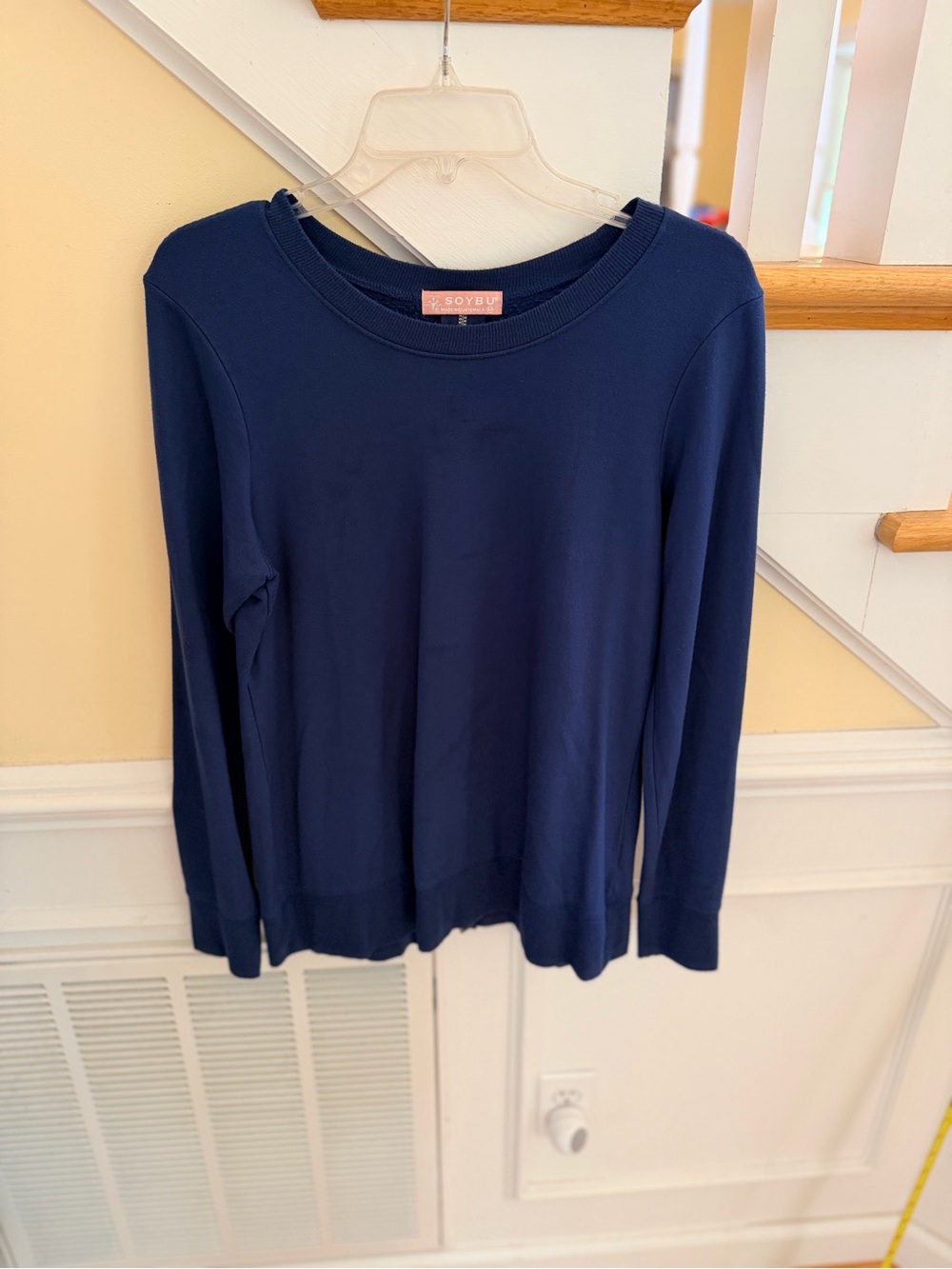 Ladies Size Medium Soybu Navy Crewneck Long-Sleeve Sweater SEXY Full Back Zipper